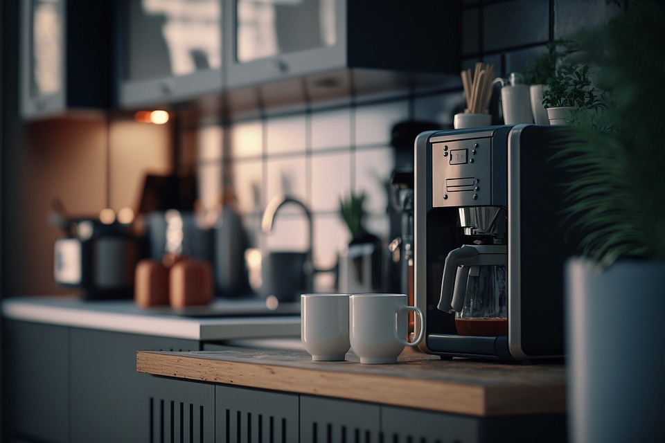 Espressor de facea automat în bucătărie modernă